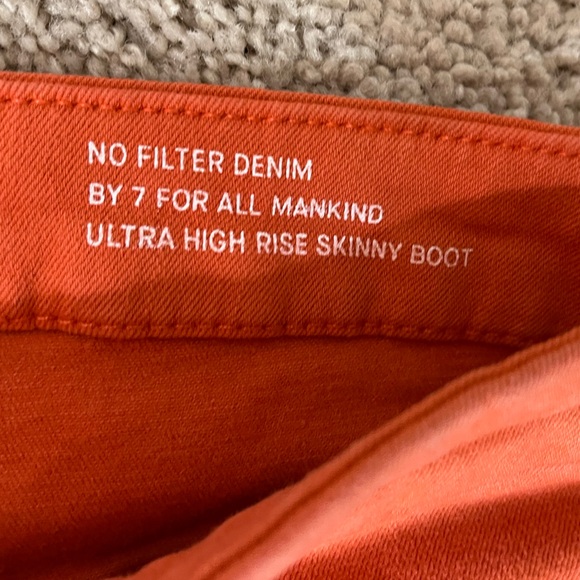 7 For All Mankind Orange Ultra High Rise Skinny Bootcut Jeans Size 32 - Picture 3 of 8